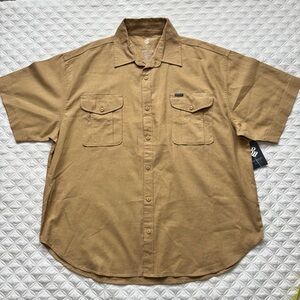 NWT Rocawear Khaki Linen Cotton Button Down Short Sleeve Shirt Size 3XB